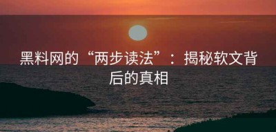 黑料网的“两步读法”：揭秘软文背后的真相