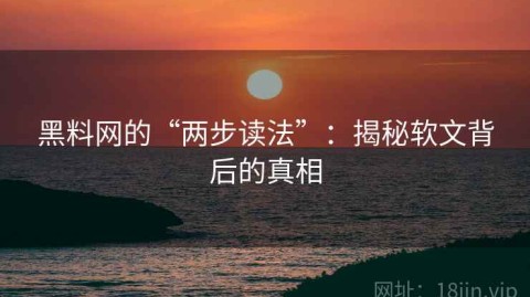 黑料网的“两步读法”：揭秘软文背后的真相